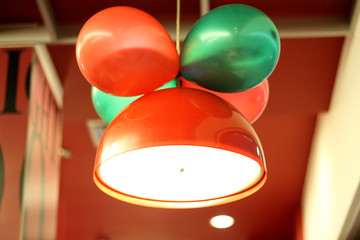 The colorful circle lamp, the red and green lamp