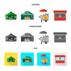 Vector illustration of market and exterior logo. Collection of market and food stock vector illustration.