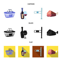 Vector illustration of food and drink logo. Set of food and store vector icon for stock.