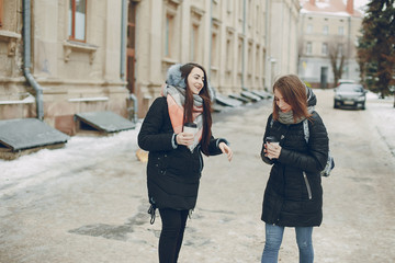 Naklejka premium girls in city