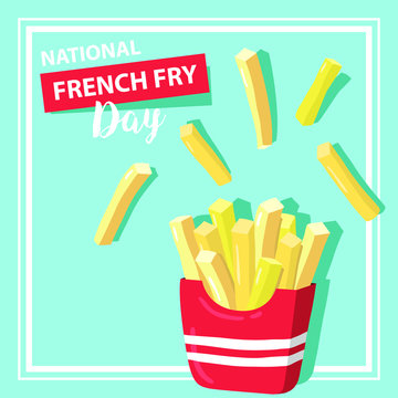 Vector illustration for National French Fries Day. Food banner, poster, card design