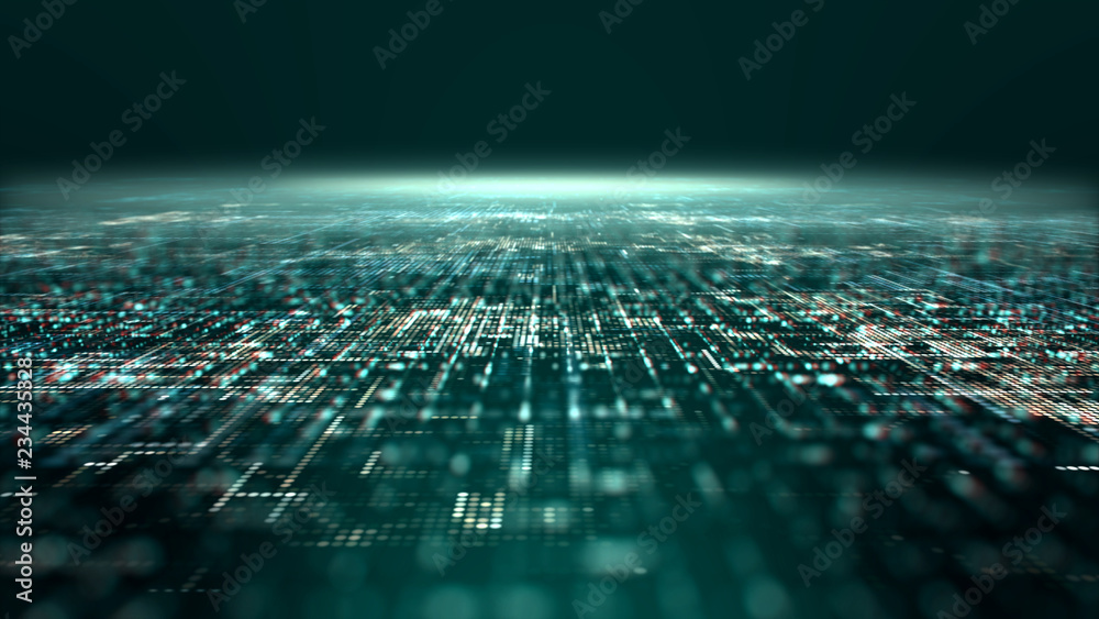 Poster futuristic digital matrix particles grid virtual reality abstract cyber space environment background