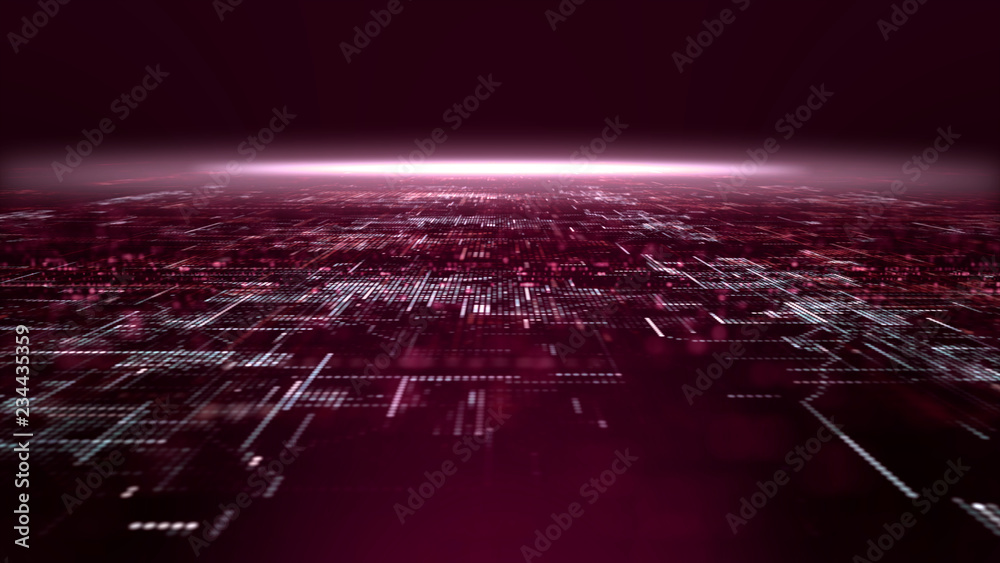 Aufkleber futuristic digital matrix particles grid virtual reality abstract cyber space environment background