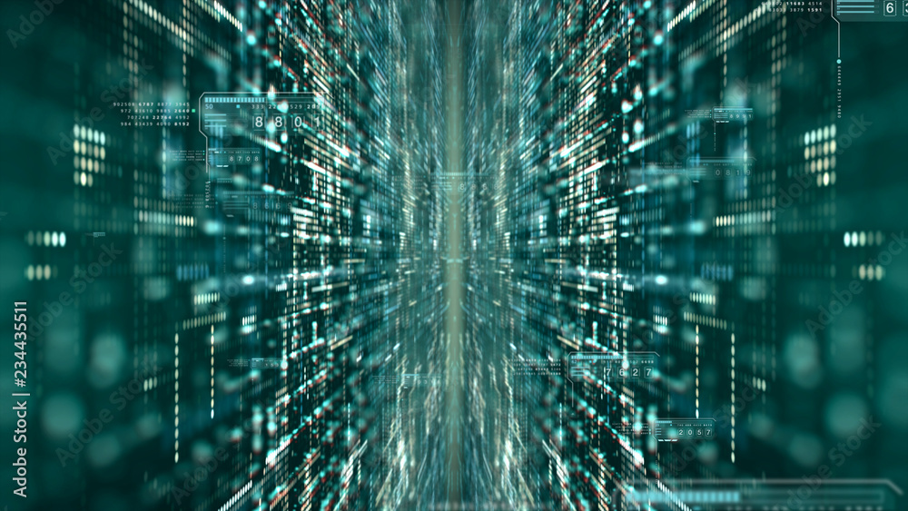 Poster futuristic digital matrix particles grid virtual reality abstract cyber space environment background