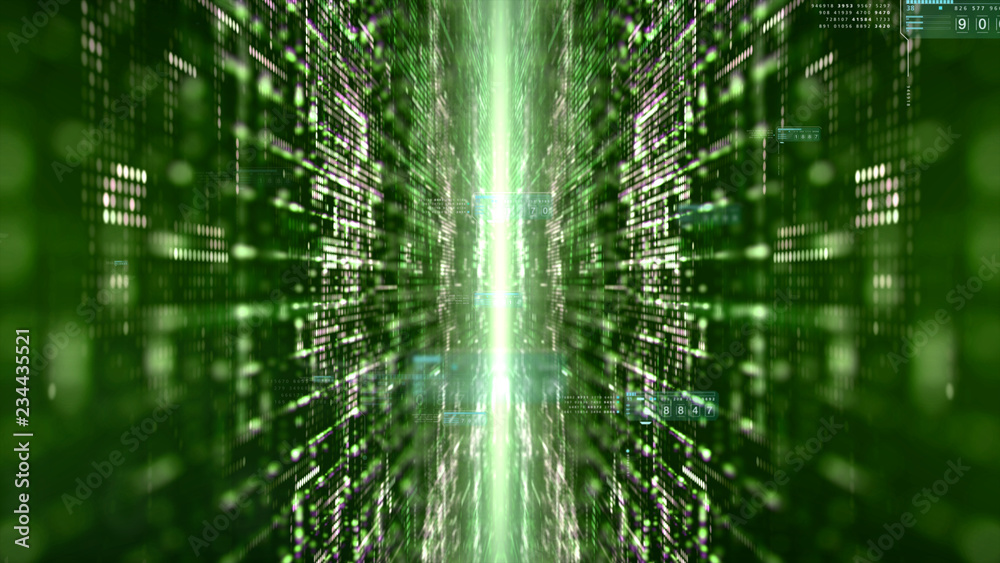 Fototapete futuristic digital matrix particles grid virtual reality abstract cyber space environment background