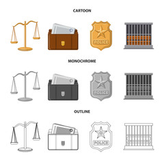 Isolated object of law and lawyer icon. Set of law and justice stock vector illustration.