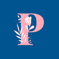 Botanical capital letter P vector