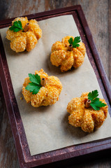 Baked Pumpkin Doughnut. Japanese Pumpkin Croquettes, Kabocha Korokke