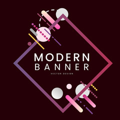 Modern diamond banner in colorful frame illustration