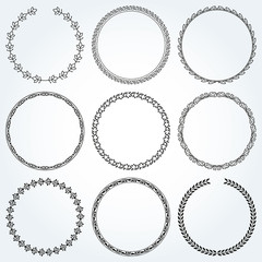 Decorative frames and borders round set vector