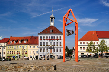 Rathaus auf dem Marktplatz Altmarkt, Bischofswerda, Landkreis Bautzen, Sachsen, Deutschland, Europa - 234437561