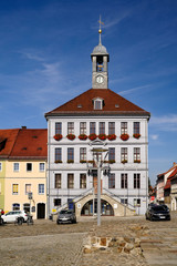 Rathaus auf dem Marktplatz Altmarkt, Bischofswerda, Landkreis Bautzen, Sachsen, Deutschland, Europa - 234437766
