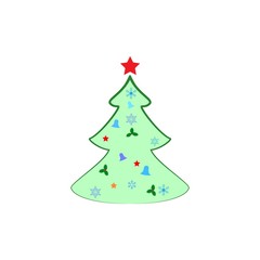 Simple christmas tree original New Year card. Fashion graphic background design. Modern stylish abstract texture. Design flat element. Colorful template for prints, card, poster. Vector illustration.
