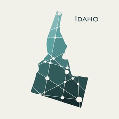 Image relative to USA travel. Idaho state map textured by lines and dots pattern
