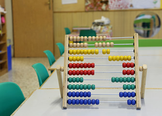 colored abacus for teaching to count to the children in the clas