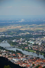 Heidelberg aerial view with Neckar River, Germany, sunny summer day