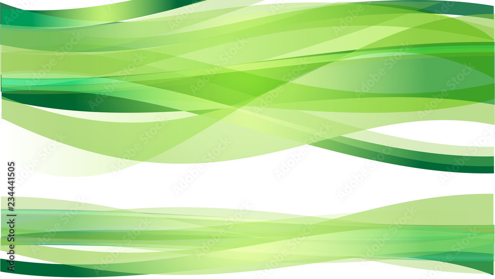 Wall mural the abstract vector image green wave on white background.