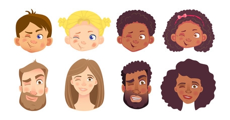 emotions of human face set