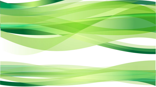 The Abstract vector image  Green wave on white background.