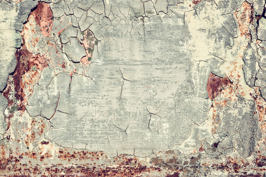Grunge rusty old metal texture, vintage image, abstract background. Cracked surface for your design