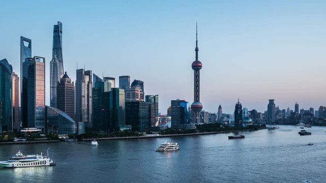 China Shanghai, Day to Night, Skyline TimeLapse.