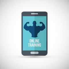 Mobile fitness. Fitness app - online fitness training flat design 