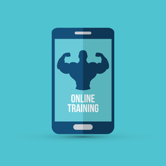 Mobile fitness. Fitness app - online fitness training flat design 