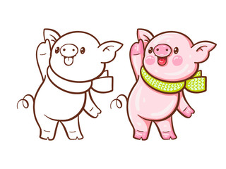 Obraz na płótnie Canvas Cartoon pig