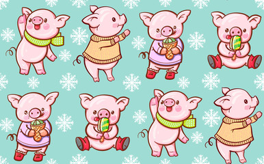  cartoon pigs