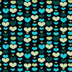 Bright seamless pattern with hearts, vector