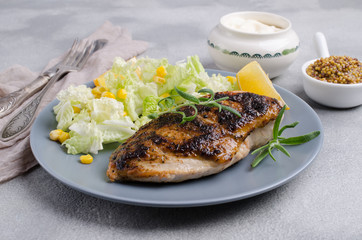 Fried chicken breast with spices