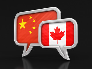 Speech bubbles with flags. Image with clipping path