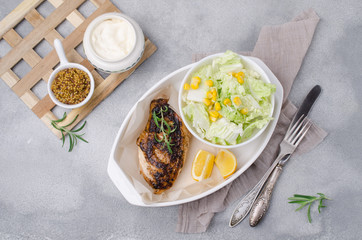Fried chicken breast with spices