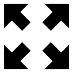 Four arrows pointing to different directions from the center icon black color illustration