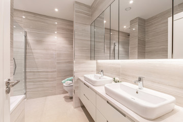 Modern clean empty bathroom