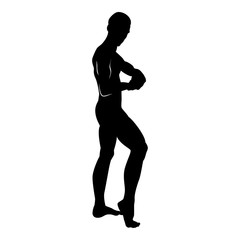 Fototapeta na wymiar Posing bodybuilder silhouette Bodybuilding concept icon black color illustration