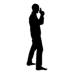 Man with gun silhouette criminal person concept side view icon black color illustration