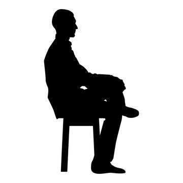 recommend clip art: Man sitting pose Young man sits on a chair with his leg thrown silhouette icon black color illustration