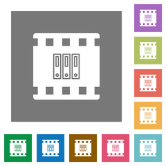 Archive movie square flat icons