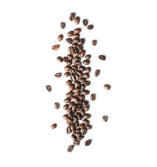 Roasted coffee beans on white background