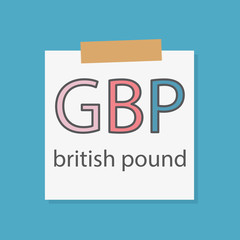 GBP British Pound written in a notebook paper- vector illustration
