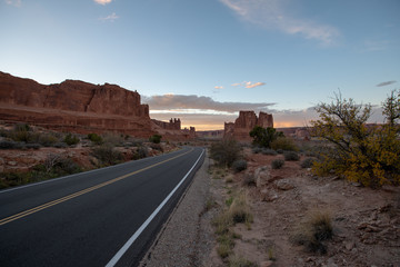 Highway in southwestern state canyon going to horizon
