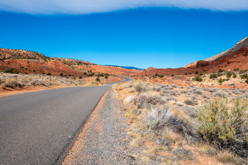 Highway in southwestern state canyon going to horizon
