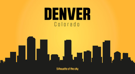 Denver Colorado city silhouette and yellow background