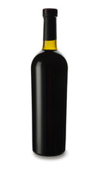 Bottle of tasty wine on white background