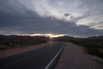 Highway in southwestern state canyon going to horizon