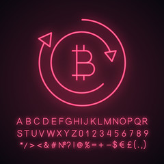 Obraz premium Bitcoin exchange neon light icon
