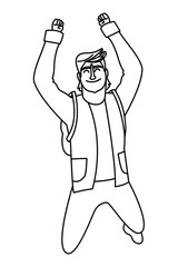 Happy young man black and white