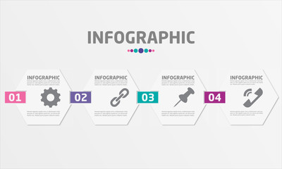 Infographic design template with four boxes and writing area