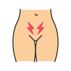 Menstrual cramps and pain color icon